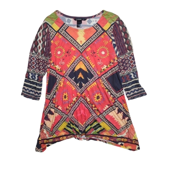 Desigual Mixed Print Asymmetrical Tunic Size M - Picture 2 of 7